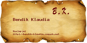 Bendik Klaudia névjegykártya